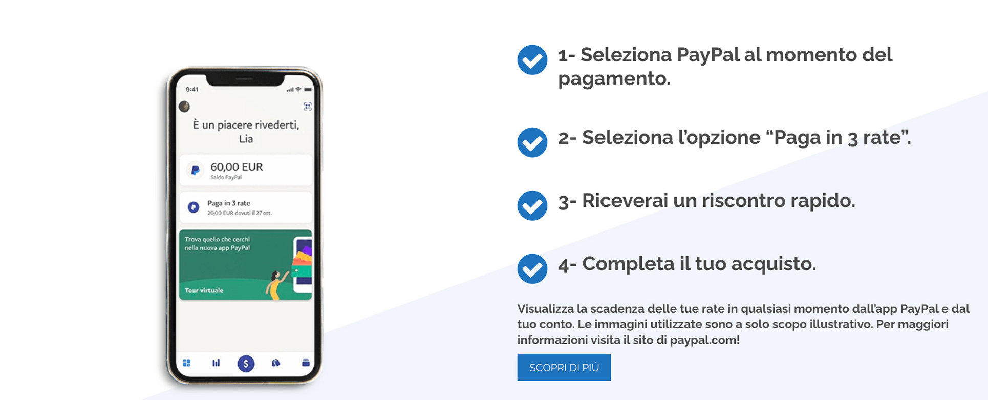 Paga con finanziamento PayPal - Footer